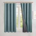 NICETOWN Skylark Blue Linen Complete Blackout Curtains 48, Thermal Insulated & Noise Reducing Window Draperies with Grey Liner, 