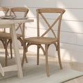 Merrick Lane Bardstown Bistro Style Wooden Dining Chair - Natural White Grain - High X-Back