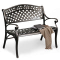 DWVO 39.4 Cast Aluminum Outdoor Bench, 2-Person Patio Garden Benches for Outdoors, Metal Frame Patio Bench for Porch Backyard, O