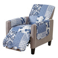 Great Bay Home Patchwork Scalloped Printed Furniture Protector Stain Resistant Recliner Cover (Recliner, Navy)