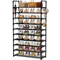 Shoe Rack, 10 Tier Shoe Storage Organizer with Hooks,Fit 40-45 Pairs Shoes,Metal Tall Shoe Shelf for Closet,Entryway, Hallway,Ga