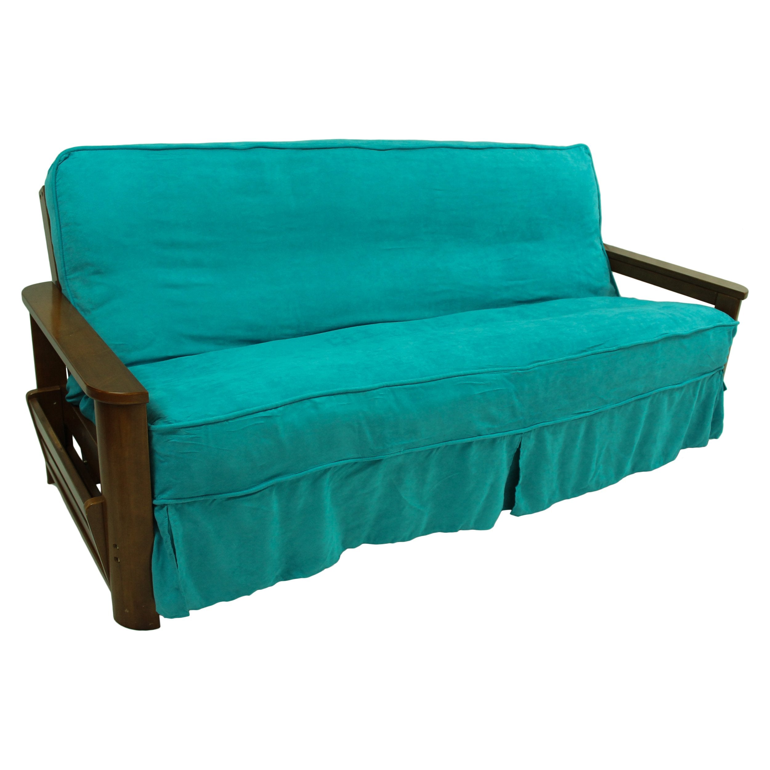 Blazing Needles Solid Microsuede Double Corded 8 to 9 Futon Slipcover, Full, Aqua Blue