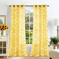 XTMYI Yellow Sheer Pattern Curtains for Living Room 84 Inches Long,Spring Decor Lightweight Leaf Floral Printed Curtains for Bed