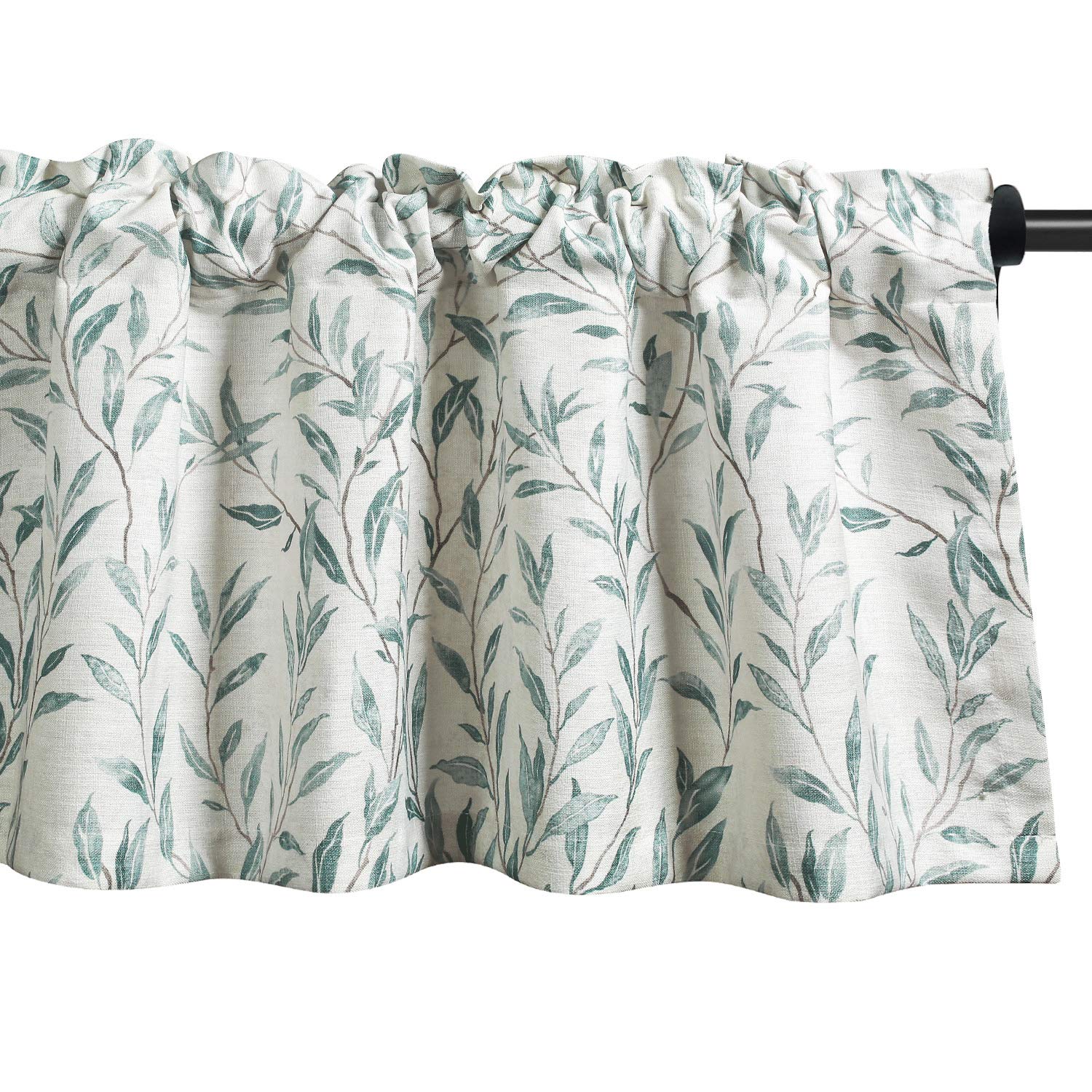 VOGOL Window Valances Leaves Printed Curtains for Kitchen, Top Rod Pocket 52x18 Vintage Drapes Valance for Farmhouse Door Head, 