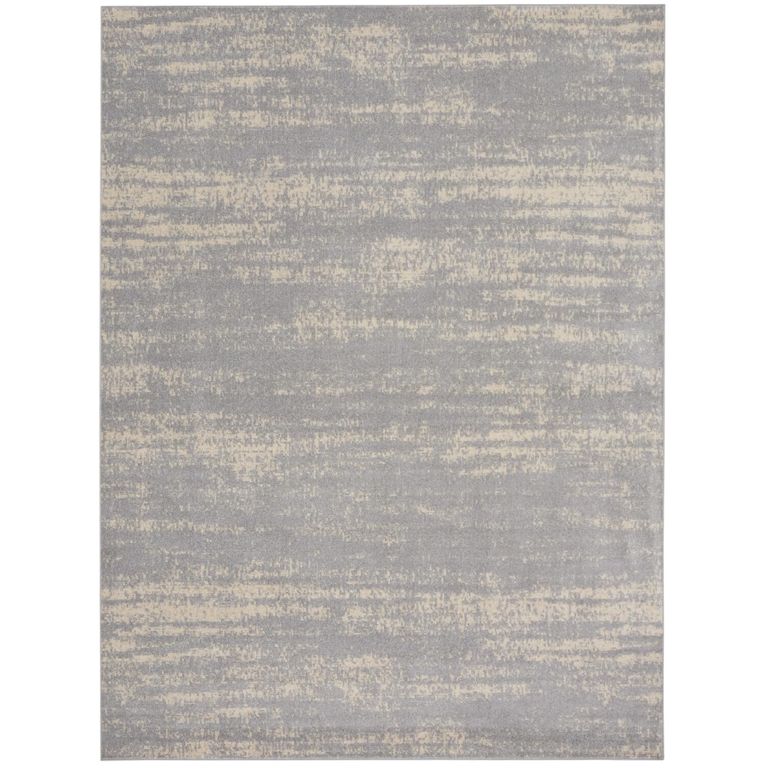 Nourison Essentials Indoor/Outdoor Solid Abstract Grey/Beige 8 x 10 Area Rug, Easy Cleaning, Non Shedding, Bed Room, Living Ro