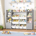 FOTOSOK 55Large Toy Storage Organizer with 8 Toy Bins, Toy Organizers and Storage with Shelf and 6 Storage Cubbies, Bookshelf 