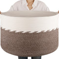 OIAHOMY 90L Blanket Basket for Living Room, Large Basket 23 x 23 x 13 with Handle, Laundry Hamper for Blankets, Pillows, Toy Sto