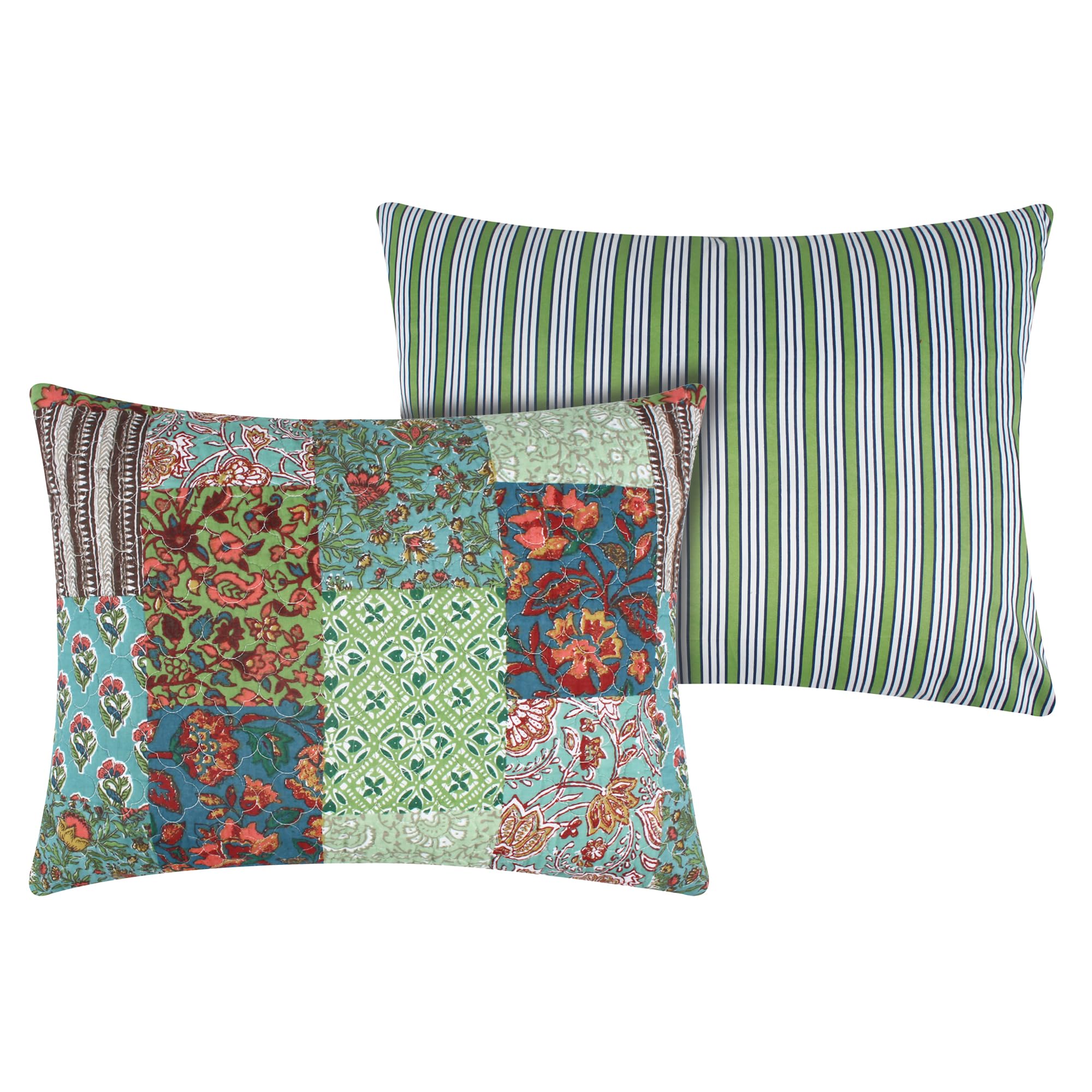 Greenland Home Jasmin Quilted Pillow Sham, 1 Count, King 20x36-inch, Jade