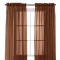 Elegant Comfort 2-Piece Sheer Panel with 2inch Rod Pocket - Window Curtains 40-inch Width X 84-inch Length, Chocolate Brown