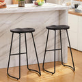 HeuGah Bar Stools Set of 2, 30 Inch Counter Height Wood Bar Stools, Black Saddle Seat Barstool for Kitchen Island, Industrial Ba