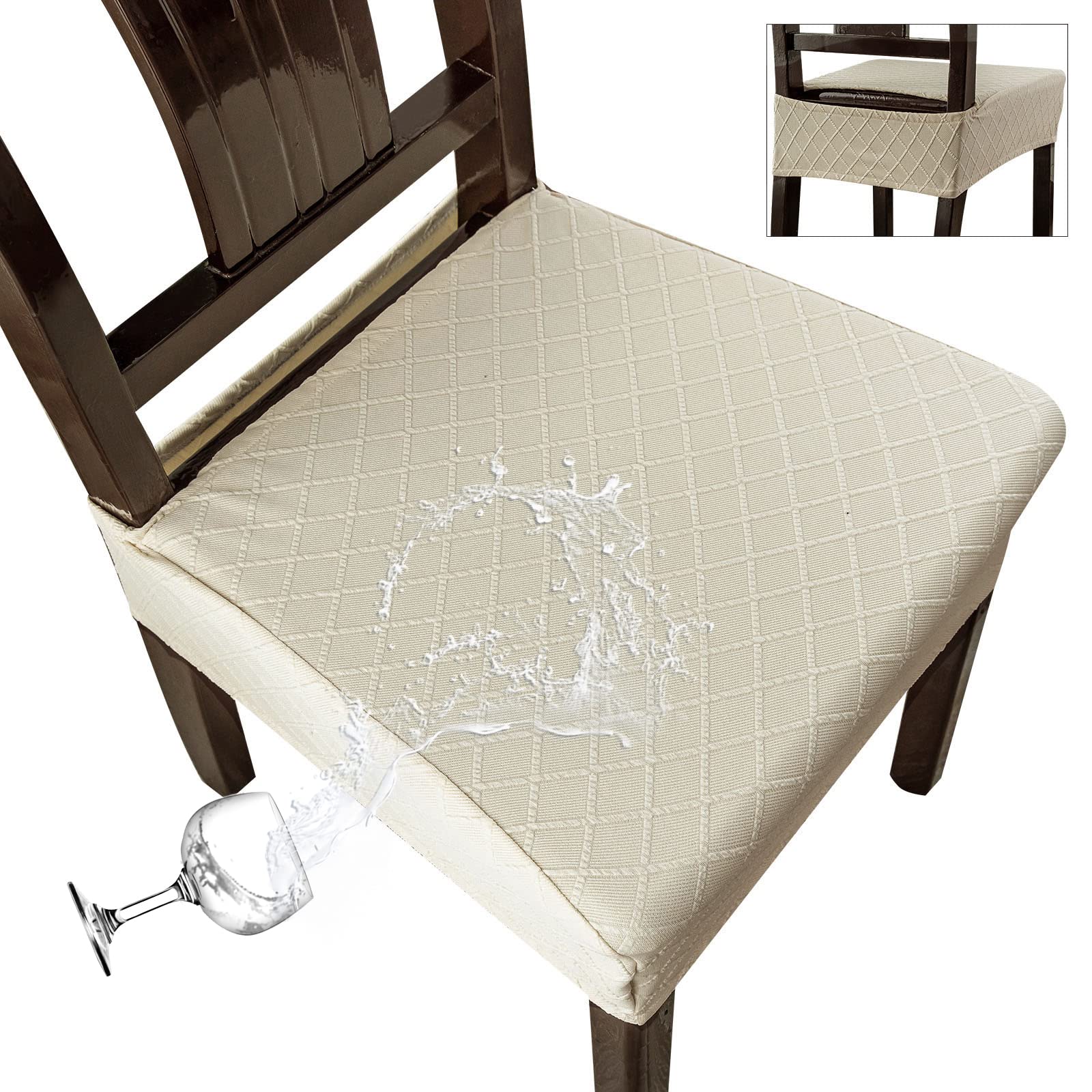Genina Waterproof Seat Covers for Chairs Seat Covers for Dining Room Chair Slipcovers Kitchen Chair Covers Dining Chair Covers
