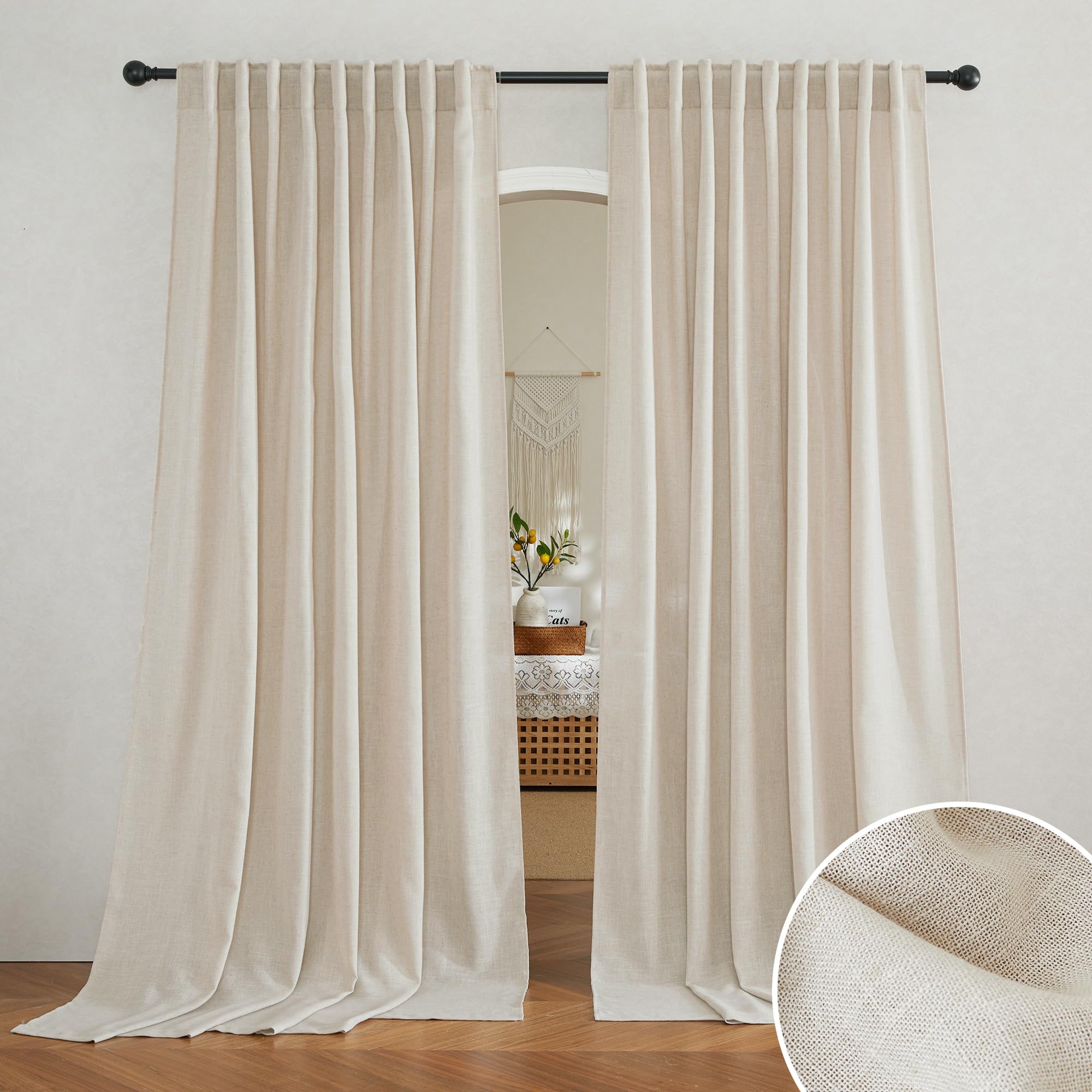 RYB HOME Semi Sheer Curtains for Bedroom, Airy Solid Sheer Window Curtain Stylish Privacy Drapes for Kitchen Dining Room Nursery