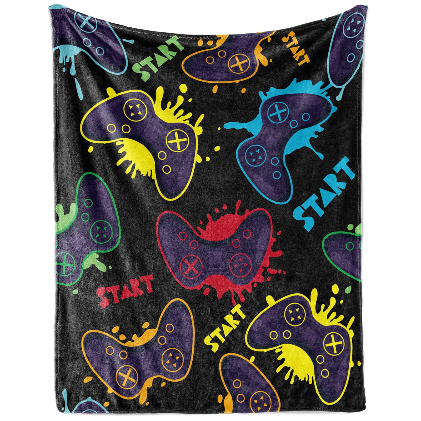 Gaming Blanket for Kids and Teens - Soft Fleece Video Game Travel Blanket Gift for Gamers