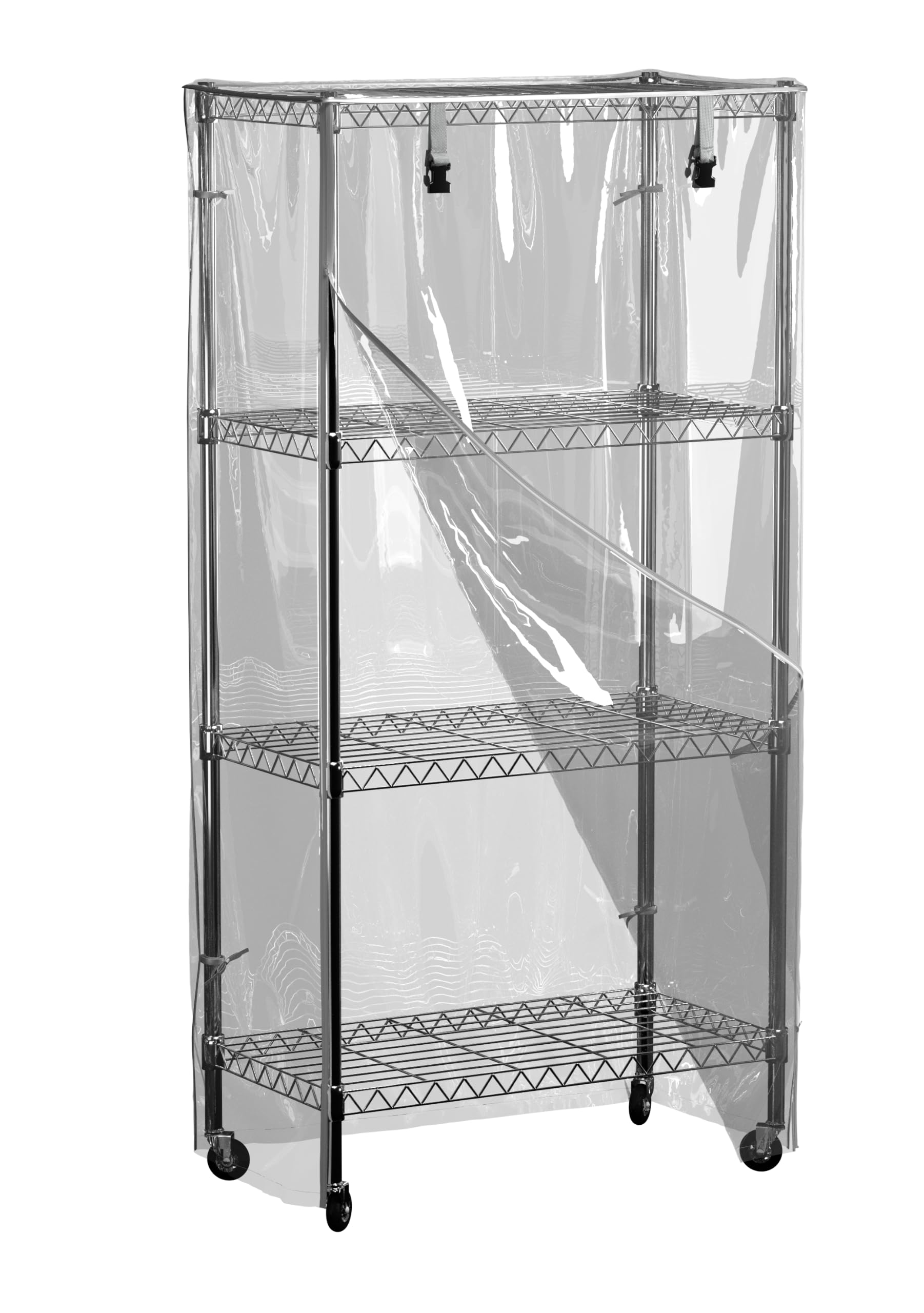 IndigoTempest9 Clear Vinyl Waterproof Shelf Cover for Wire Shelving - 36 W x 14 D x 54 H- with Zipper Closure - Protects from Du