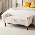 Furniliving Storage Ottoman Bench for Bedroom, Upholstered End of Bed Bench with Solid Wood Legs Modern Shoe Storage Bench Indoo