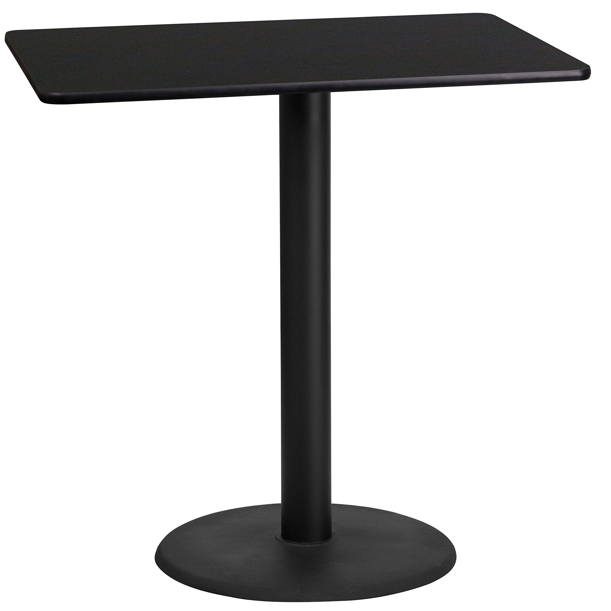Flash Furniture Stiles 24 x 42 Rectangular Black Laminate Table Top with 24 Round Bar Height Table Base