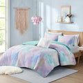 Intelligent Design Queen Quilt Set Boho Quilt Set, Watercolor Tie-Dye Coverlet Set, Casual & Trendy Quilted Lightweight Bedsprea