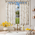 jinchan Floral Kitchen Curtains 36 Inch Linen Tier Curtains Farmhouse Cafe Half Window Drapes Over Sink Light Filtering Taupe on