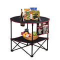 LEADALLWAY Camping Table Folding Picnic Table with 4 Cup Holders and Side Storage Bag Collapsible Canvas Portable Tables Folding