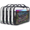 holay 4 Packs PVC Zippered Blocks Set, Toy, Clay, Board game Storage Organizer Case (Name Tag, Manual Pocket) (Black, Large)
