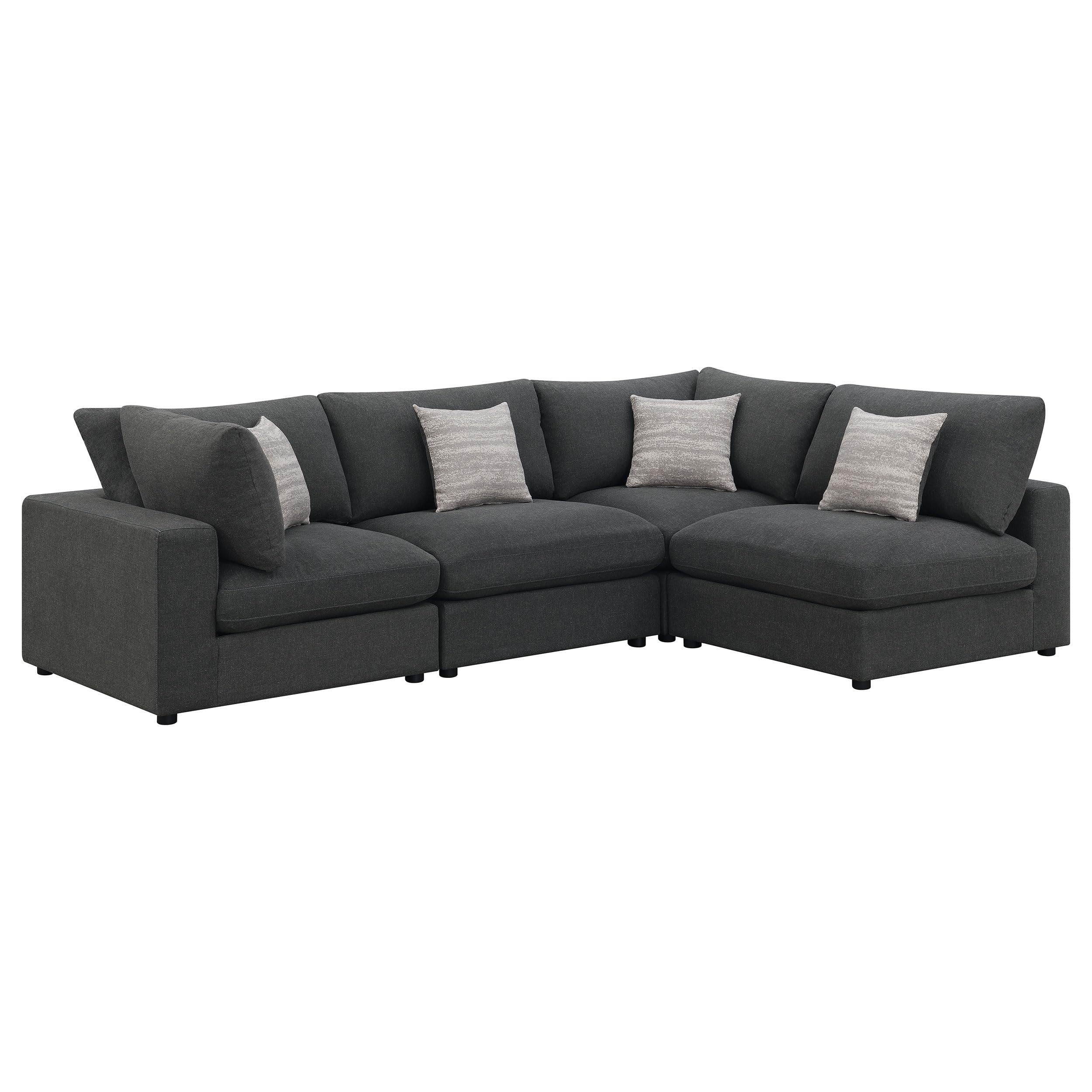 Coaster Home Furnishings - Serene - 4-Piece Upholstered Modular Sectional Sofa with Reversible Cushions and Accent Pillows - Liv