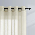 Beige Curtains 96 Inches Long for Living Room Decor 2 Panels Set Grommet Faux Linen Weave Semi Sheer Window Drape Floor Length C