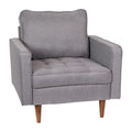 Flash Furniture Hudson Commercial Mid-Century Modern Chair - Slate Gray Faux Linen Upholstery - Buttonless Tufted Seat - Solid W