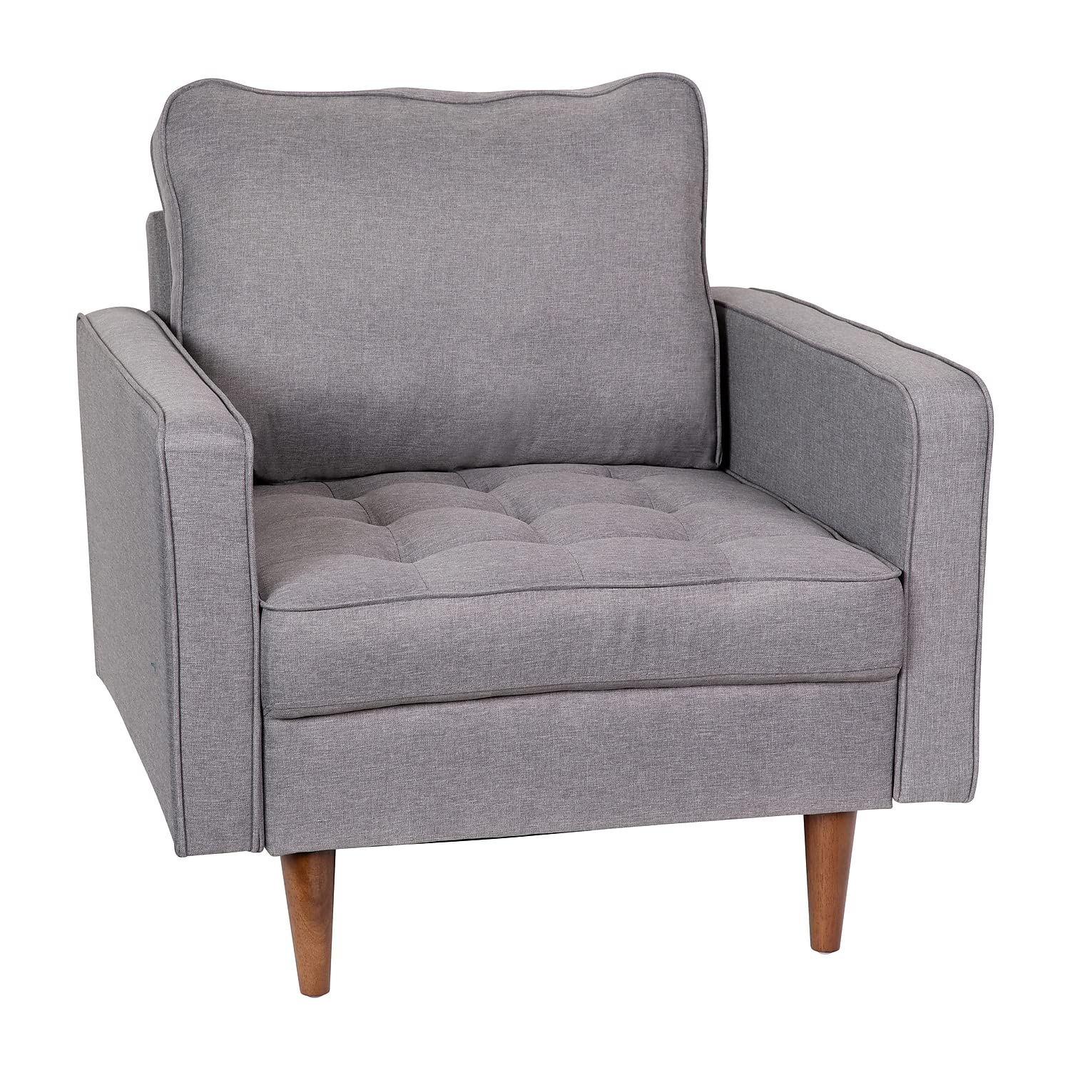 Flash Furniture Hudson Commercial Mid-Century Modern Chair - Slate Gray Faux Linen Upholstery - Buttonless Tufted Seat - Solid W