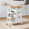 YITAHOME Kitchen Island Cart for Home, Rolling Serving Utility Trolley Cart On Wheel with 3 Drawers and 3 Storage Shelves for Di