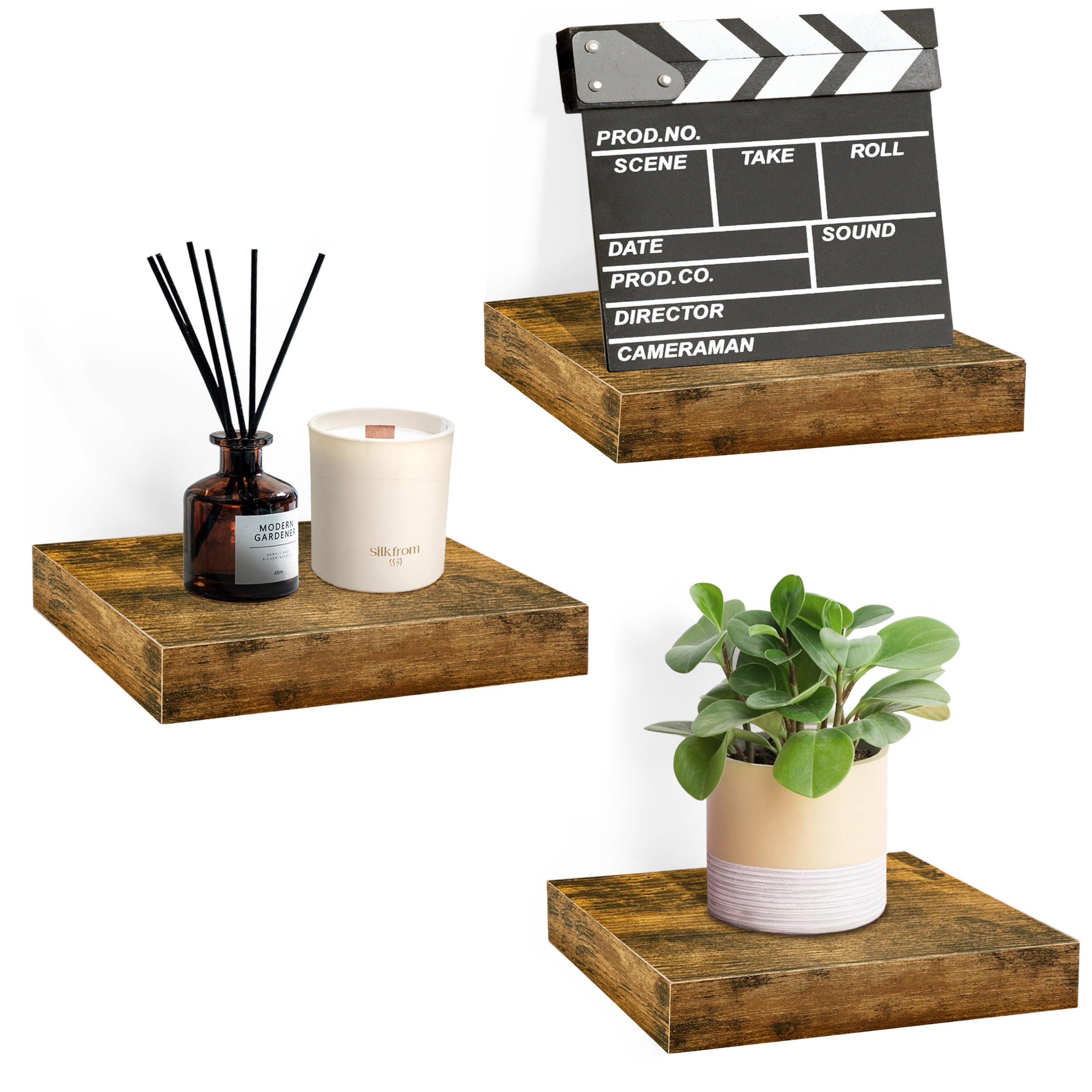 Sorbus Floating Shelves - Square Mounted Display Ledge for Room Decor in The Bathroom, Home Office, Bedroom, Half Bath, Powder R