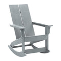 Flash Furniture Finn Modern Commercial Grade Poly Resin Wood Adirondack Rocking Chair - All Weather Gray Polystyrene - Dual Slat
