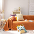 HANDONTIME Loveseat Covers Brunt Orange Sofa Covers for Couch Soft Chenille Couch Cover for Dogs Washable Furniture Protector wi