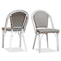 PURPLE LEAF Dining Chair Set of 2 Outdoor French Bistro Chairs Hand-Woven Aluminum Wicker Rattan Chairs for Garden Kitchen Backy