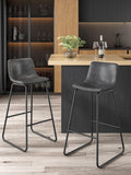 Aowos Bar Stools Set of 2, 30 Inches Counter Height Bar Stools with Back, Modern Faux Leather Barstools with Metal Legs and Foot