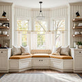 jinchan Linen Pinch Pleated Kitchen Curtains 36 Inch 4 Panels, Natural Linen Tier Curtains Back Tab Farmhouse Cafe, Light Filter