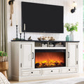 ACCOHOHO Fireplace TV Stand for 80 Inch TV, 35.7  Tall Farmhouse Entertainment Center W/36   Electric Fireplace, Media Console