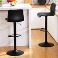 HeuGah Swivel Bar Stools Set of 2, Counter Height Bar Stools with Back, Adjustable Bar Stools 24 to 32, Black Faux Leather Bar S
