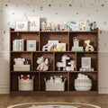 DIYART Brown Bookshelf, Wood Bookcase with 3 Tier Open Shelves, 10-Cube Minimalist Storage Shelf for Living Room, Bedroom, 55.1 