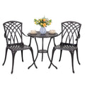 NUU GARDEN Patio Bistro Sets 3 Piece Cast Aluminum Bistro Table and Chairs Set with Umbrella Hole Bistro Set of 2 for Patio Back