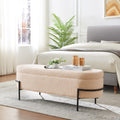 FiveWillowise Sherpa Storage Ottoman Bench for Bedroom, Beige End of Bed Bench with Storage, Upholstered Boucle Storage Bench wi