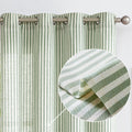Vangao Linen Blend Stripe Curtains Tickingstripe Light Filtering Window Curtains Green Pinstripe Printed on Beige Drapes 84 Inch