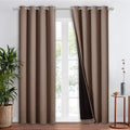 NICETOWN Cold Reducing Curtains, 100% Blackout Curtain for Windows, Noise Reduction and Privacy Curtain for Patio Door, Black Li