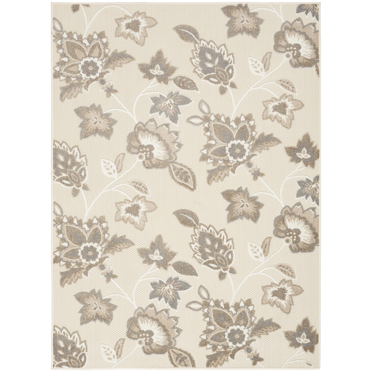 Nourison Aloha Indoor/Outdoor Beige 710 x 106 Area Rug, Easy Cleaning, Non Shedding, Bed Room, Living Room, Dining Room, Kitch