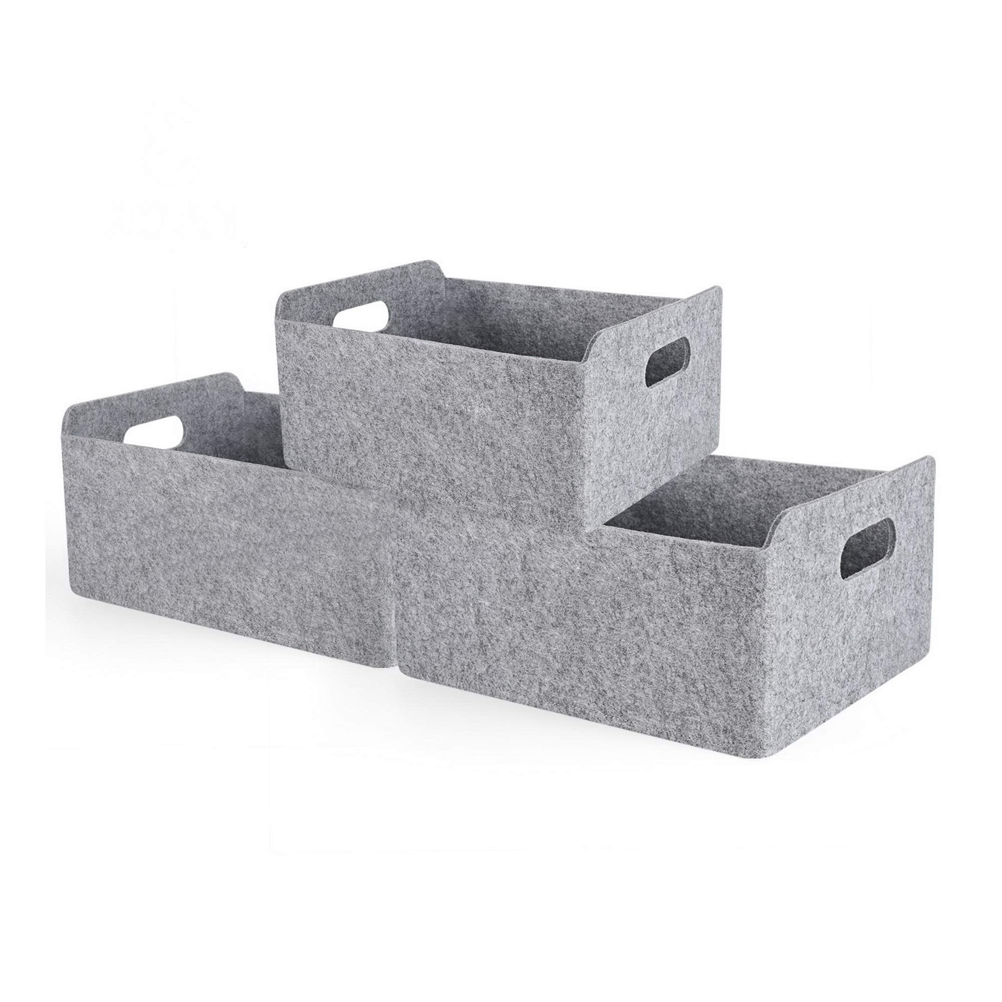 Welaxy Storage Baskets Collapsible Felt Storage bin Foldable Shelf Drawers Organizers Bins organizie Box with Handles for Kids T