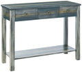 Acme Glancio Console Table in Antique White and Teal