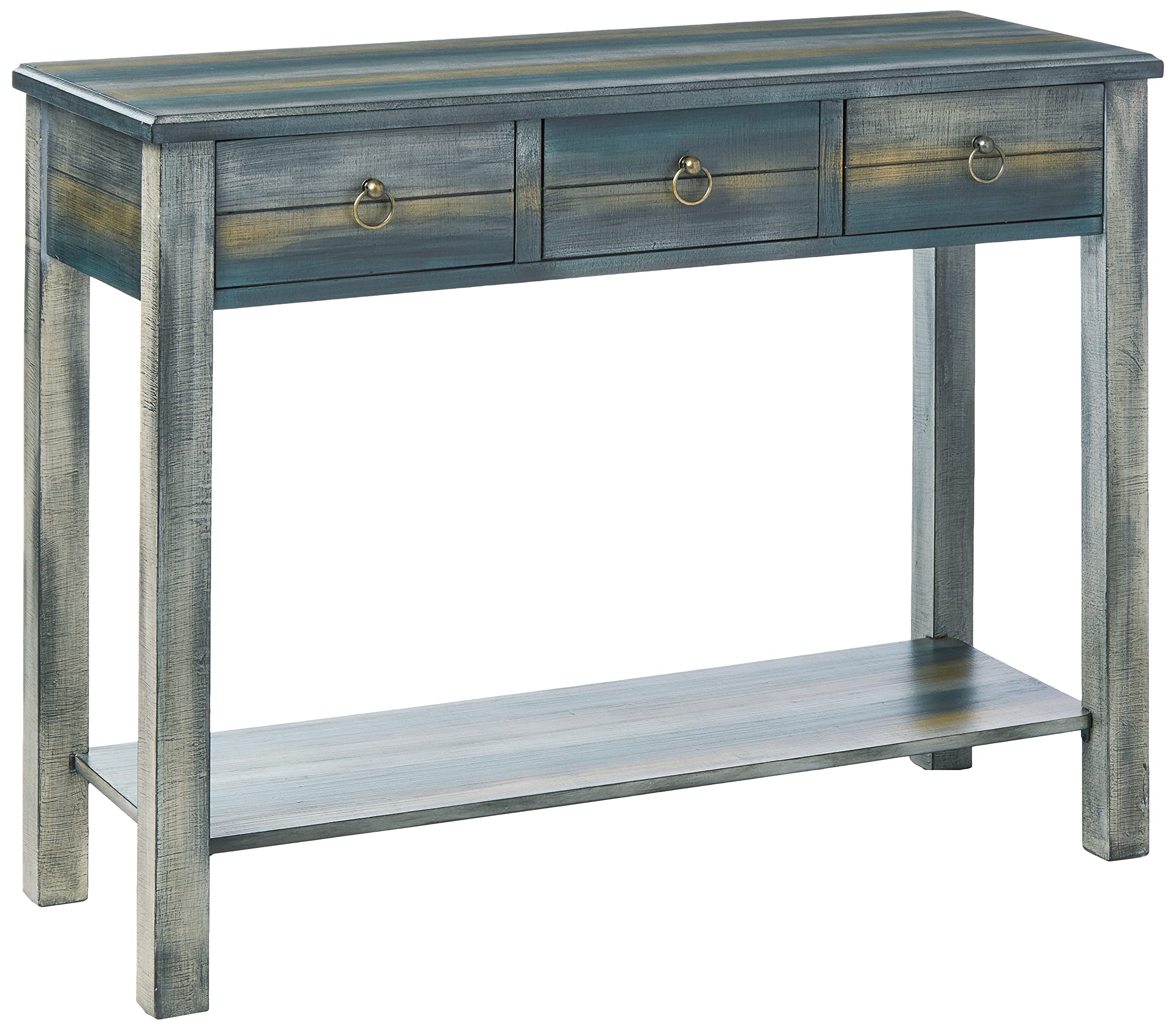 Acme Glancio Console Table in Antique White and Teal