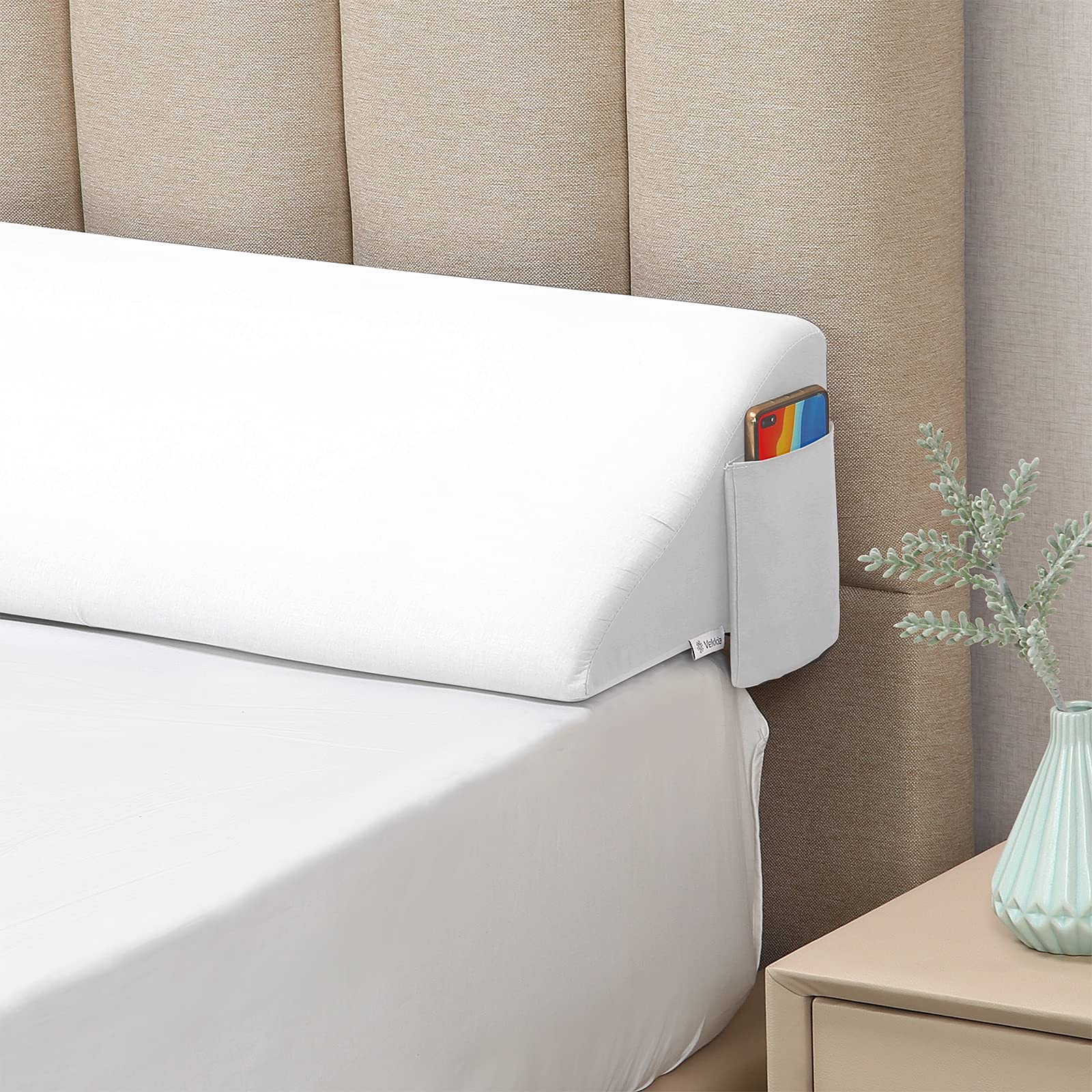 Vekkia Cal King Size Bed Wedge Pillow Gap Filler/Headboard Pillow/Mattress Wedge Close The Gap (0-6) Between Headboard and Mattr
