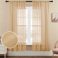 MRTREES Sheer Curtains 72 inches Long Beige Curtain Sheers Living Room Bedroom Kitchen Transparent Voile Panels Rod Pocket Drape