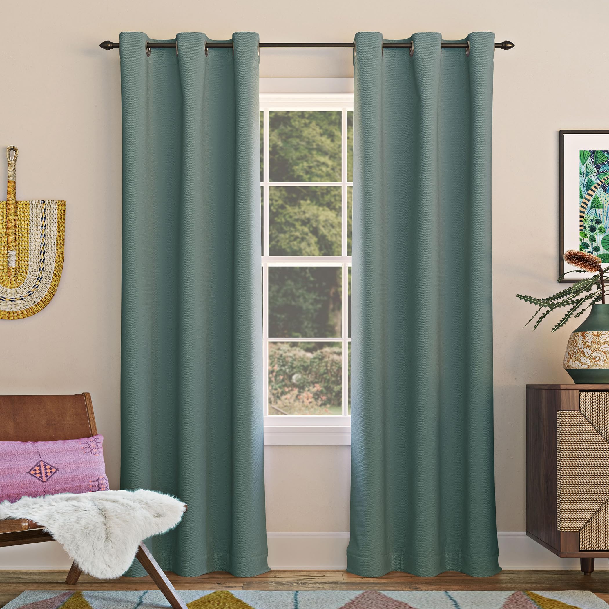 Sun Zero Easton Energy Saving Blackout Grommet Curtain Panel, 40 x 84, Mineral