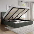 SHA CERLIN King Size Lift Up Storage Bed/Modern Wingback Headboard/Upholstered Platform Bed Frame/Hydraulic Storage/No Box Sprin